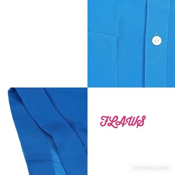 Halogen blue button front sheer collared top sz L - Picture 8 of 11